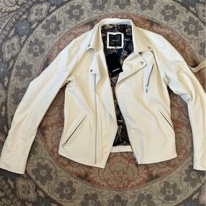 NOHOW NWT leather motorcycle jacket white size 46 S